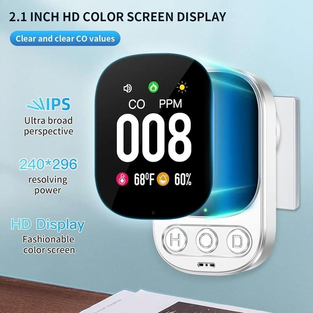 Real Time Monitoring CO Monoxide Alarm Large Screen Temperature Humidity Detector  Travel