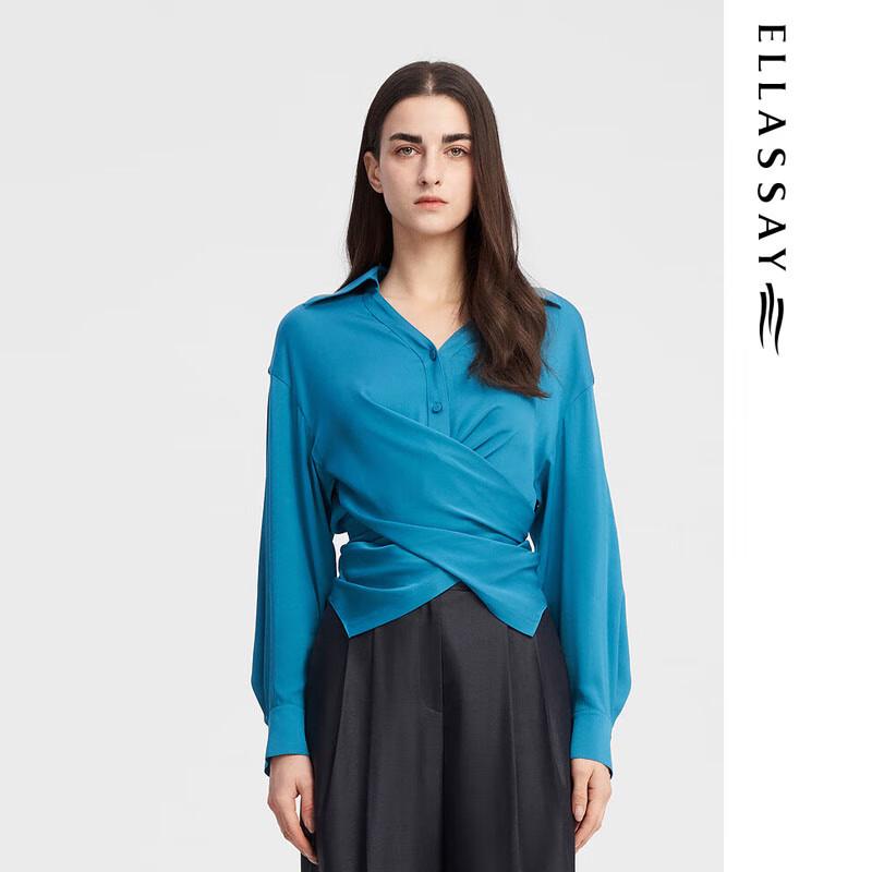ELLASSAY Women s Irregular Pleated Mulberry Silk Blouse XS
