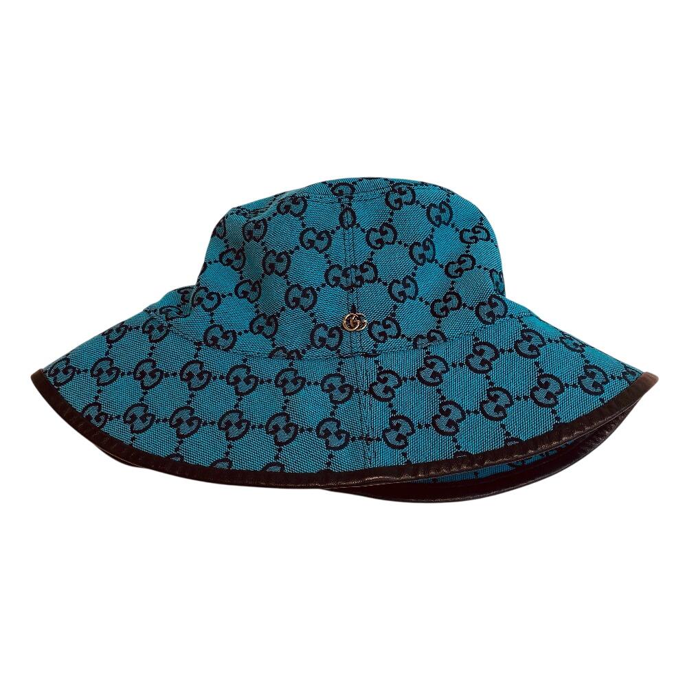 GUCCI 656573 Fedora hat GG canvas canvas Bucket hat hat blue canvas unisex Used