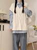 Korean Preppy White Sweater Vest & Shirt Set - Women's High-End Knitted Two-Piece for Spring & Autumn