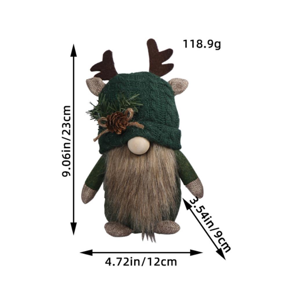 

Cute Christmas Antlers Knitted Doll Standing Window Decorations New Deer Horn Knitted Doll Holiday зелёный