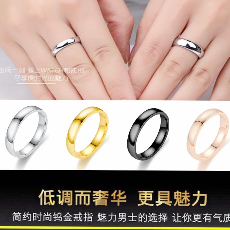 Japan and South Korea Simple 4mm Arc Stainless Steel Smooth Ring, European and American Popular Titanium Steel Couple Ring Hand Jewelry Wholesale
