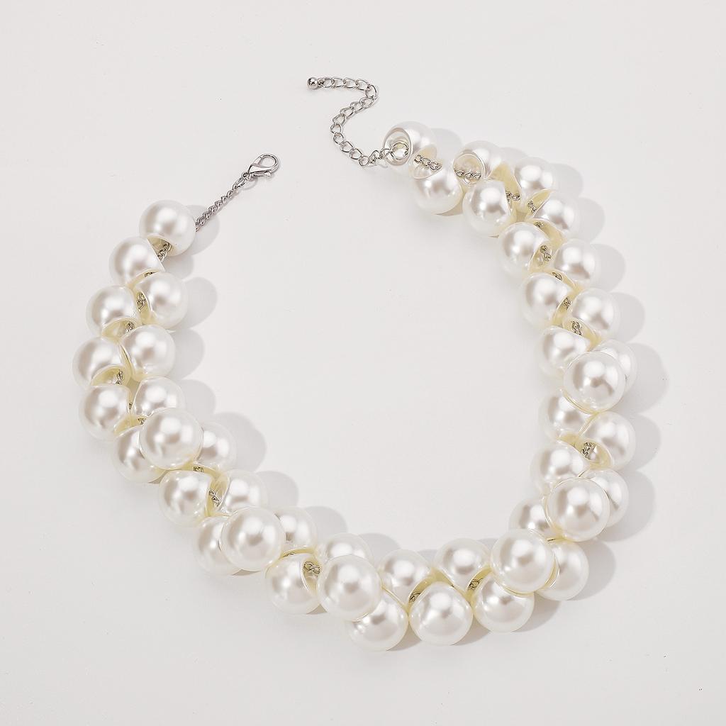 Tooxika Baroque Faux Pearl Necklace Exaggerated Large Pearl Temperament Choker Collarbone Chain