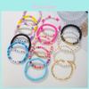 Bohemian Color Clay Beaded Bracelet With Letter Charms For Beach Travel Gift