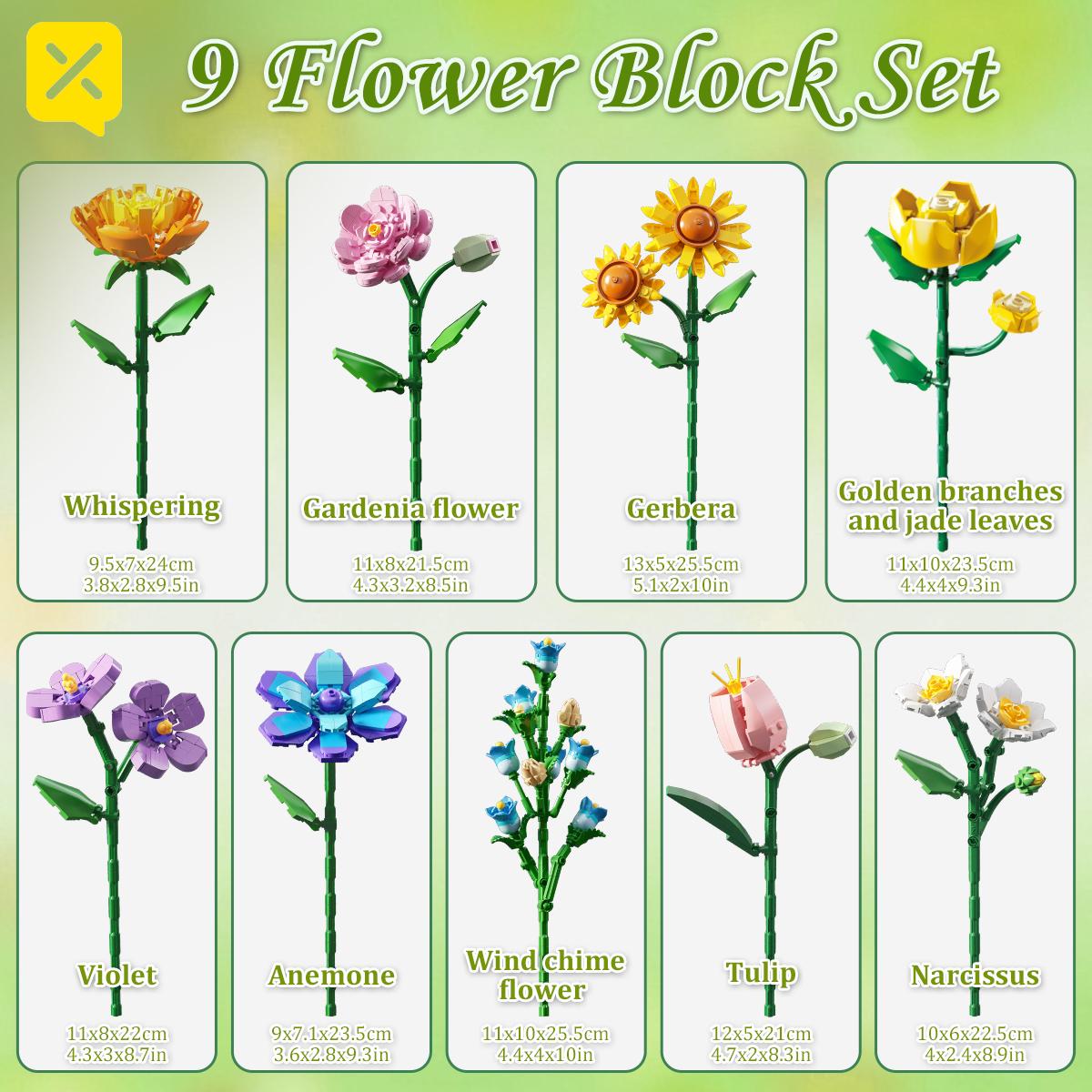 

Non-Toxic Toylinx 9 In 1 Eternal Artificial Flowers Building Bricks Handmade Artificial Plant Home Decor Valentine S Day Creative Gifts