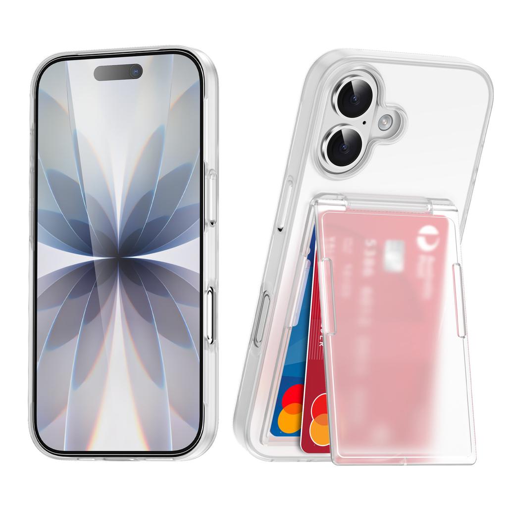 New for Apple 17 Card Bag Multi Functional Phone Case Transparent Bracket for IPhone 16 2-in-1 Protective Cover