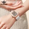 OUPINKE Uhr Hohl Weinfass Mechanische Uhr Mode Silikon Gürtel Wasserdicht Damen Uhr Damen Uhr
