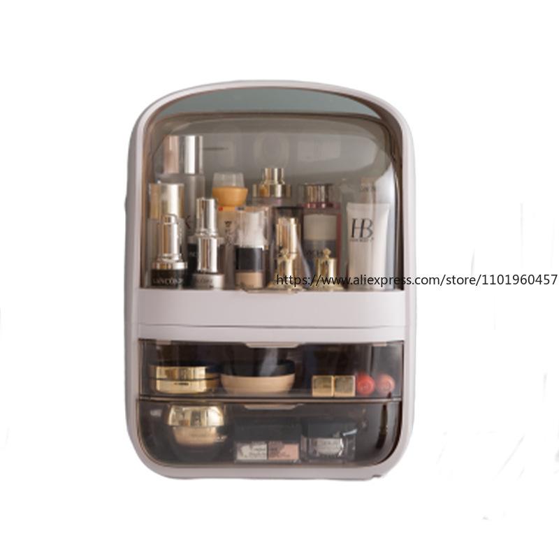 Staubdichter Kosmetik-Organizer mit großer Kapazität, Desktop-Aufbewahrungsbox für Schminktisch, Lippenstift, Hautpflege zu Hause