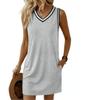 2026 Women's Color Block V-Neck Sleeveless Dress - Cross-Border E-commerce Collection