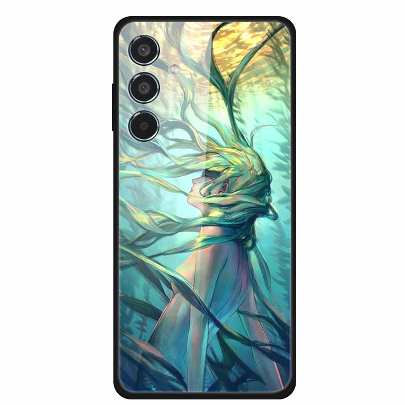 Glass Cellphone Case For Samsung Galaxy M35 Hard Plastic Back Cover For Samsung M 35 Flowers Painted Cases Fundas Shell Shield
