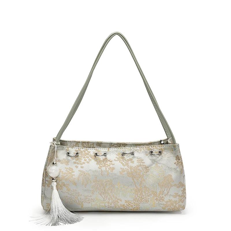 Seidenstickerei Natial-Stil Umhängetasche Frühling Neue Mode 2026 Damen Taschen Quasten-Trend Damen Handtaschen