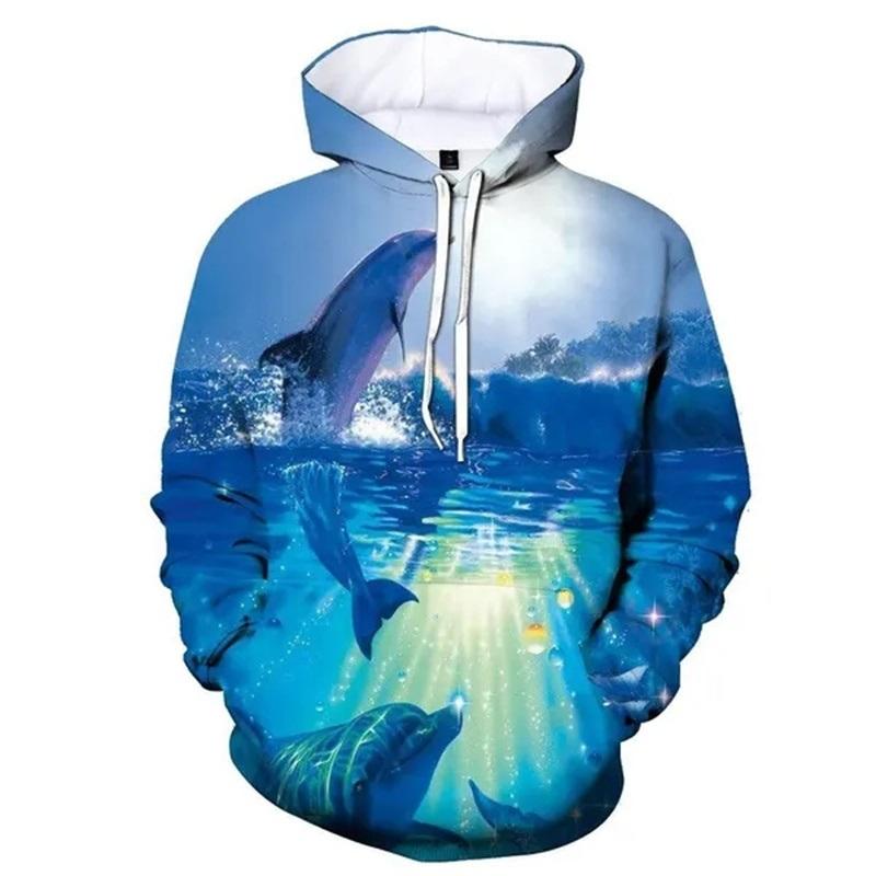 Hanorace 3D cu delfini imprimate la modă pentru bărbați Hanorac grafic cu animale de ocean Copii Hipster Streetwear Pulover Femei Hanorac