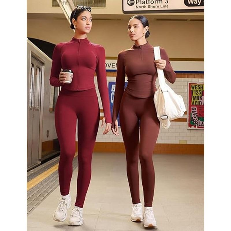 Colanti Sport Dama Women's High-Waist Yoga Running Tights Rosu Red Breathable Quick-Dry Gym Leggings