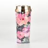 Double Layer Thickened Coffee Cup Insert Card Flower 16Oz Plastic Water Cup Heat Insulation Portable Water Cup
