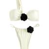 Beliebter Badeanzug Bikini Schräger Schulter Dreidimensionale Blume Weißes Tube Top Gespaltenes Bikini-Badeanzug Damen