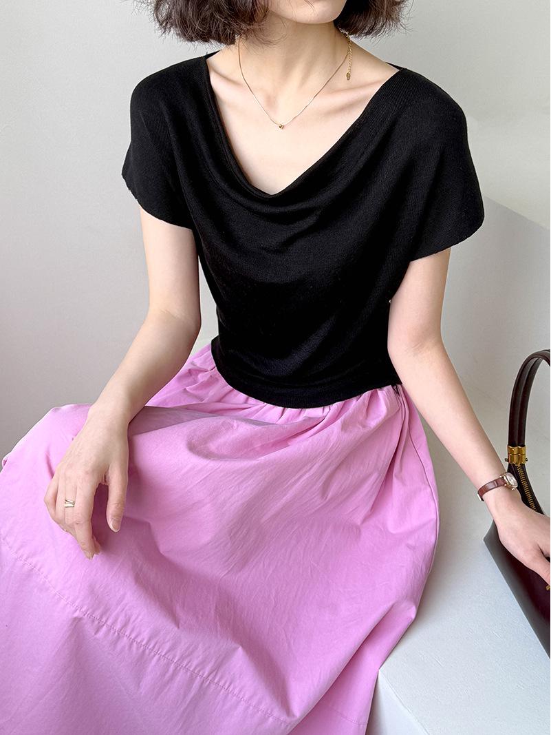 

Juzhi Summer Swing Collar Women s Slim-Fit Short Sleeve Top One Size