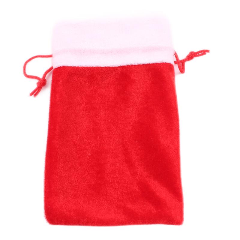 Pack of 12 Red and White Velvet Drawstring Christmas Bags Bag Pouches Santa Bags