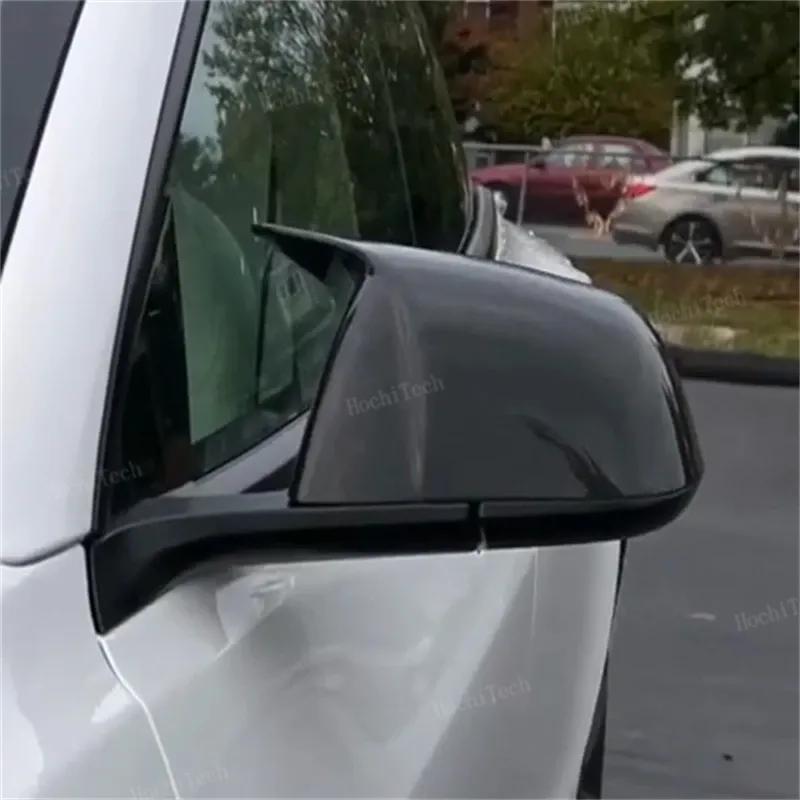 Car Paste Side Door Rearview Mirror Cap Wing Side Mirror Cover Fit For Tesla ModelY Model Y -2024 Bright Black