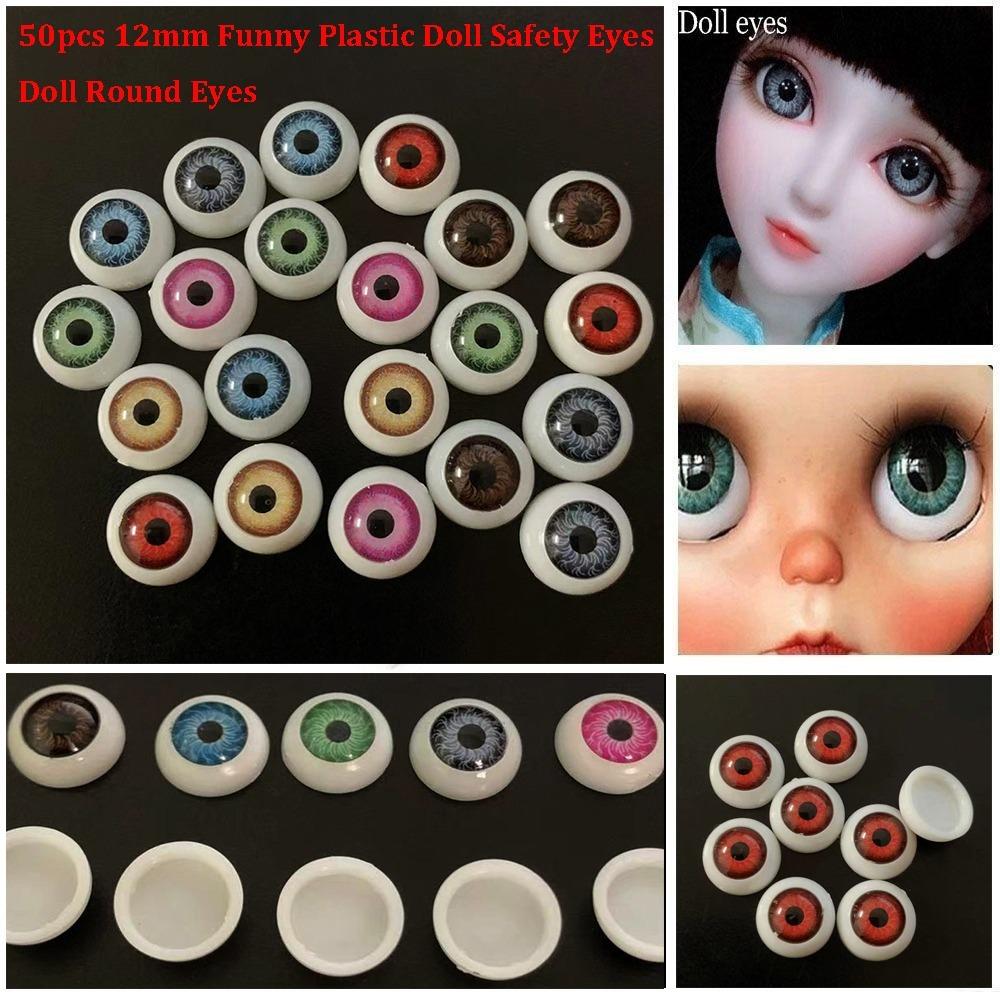 50pcs 12mm Doll Round Eyes Plastic Simulation Ceramic Eye Accessories Puppet Making Dinosaur Eyes