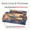 2/3Pcs Quilt Cover Set Fantasy Flame Dragon Printed Duvet Cover Set King Queen Style Bedding Set Polyester Machine Washable