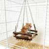 Hamster Schommel Natuurlijk Hout Knaagspeelgoed Kleine Huisdier Hangmat Schuilplaats met Metalen Ophangkettingen voor Cavia's Gerbils Eekhoorns
