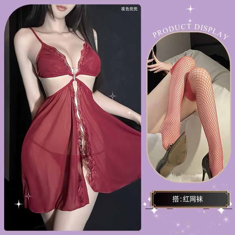 Sex Lace Purple Pajamas Female Looming Perspective Sexy Pajamas Pure Lust Wind Temptation Advanced Sleep