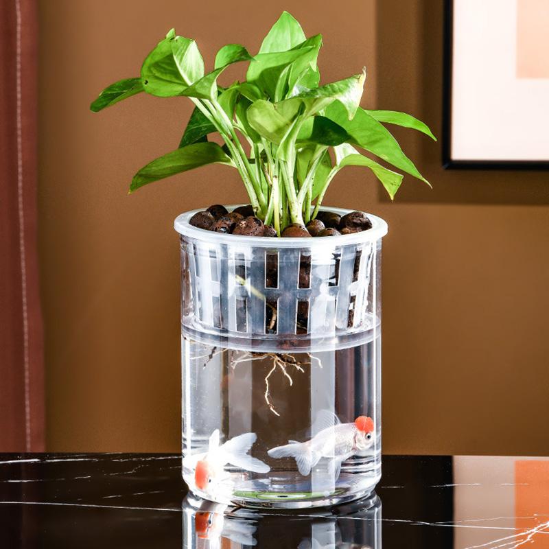 1PC Fish Tank Hydroponic Flower Pot Soilless Plant Pot Hydroponic Vase Vase Planter Pot Plastic
