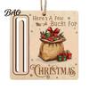 Elk Pattern Xmas Tree Pendants Rustic Santa Reindeer Money Holder Ornament, Wooden Cash Gift Card Holiday Holders Clip with Slot, Christmas