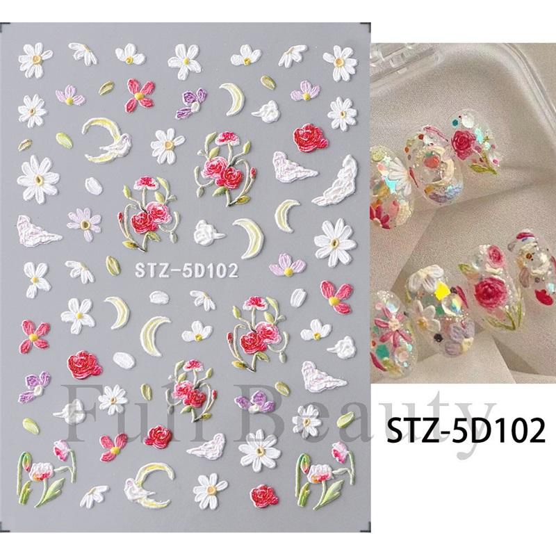 New Nail Art Stickers 5D Embossed Three-dimensional Cartoon Halloween Multi-color Insect Simulation Nail Stickers