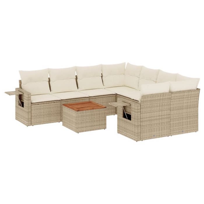 VidaXL Garden Lounge Set with Cushions 9 Pcs, Patio Sofas, Patio Furniture Set, Outdoor Furniture, Beige 3256821