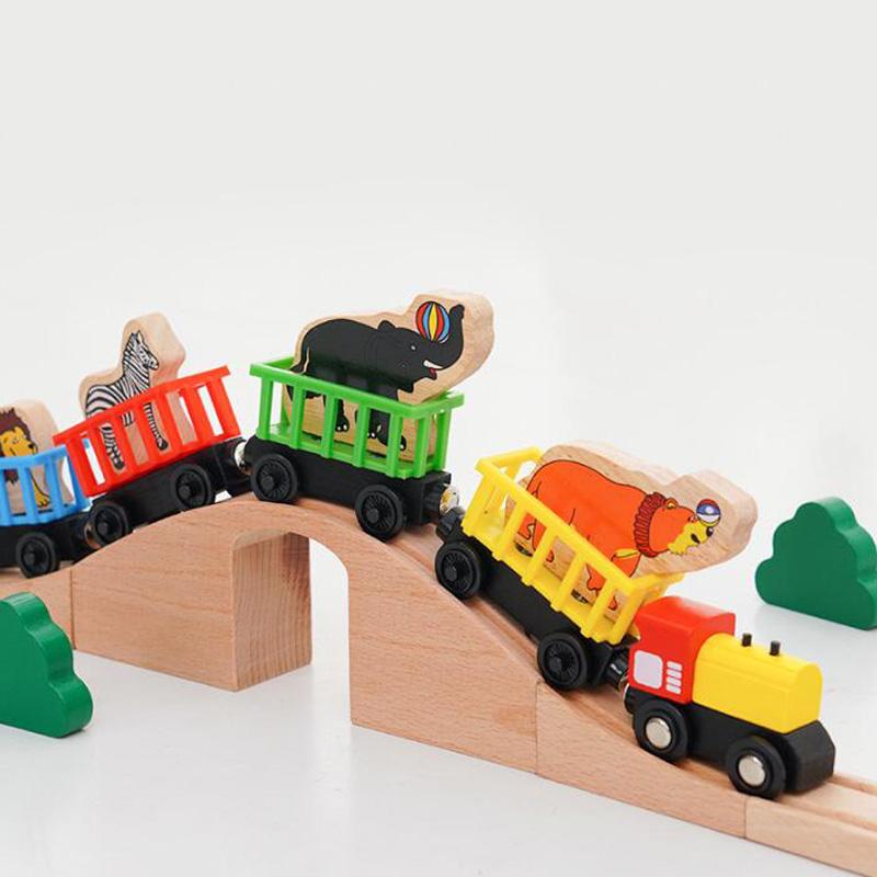 Holzspielzeug-Züge für Kleinkinder, Trägheits-Schiebezüge, Holz-Kinderspielzeug, Seilzugräder, Kompatibel mit Holz-Zugstrecken