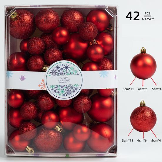 42Pcs 3/4/5cm Christmas Balls Set Glitter Surface Various Pattern Christmas Balls Shatterproof Home Reusable Ornaments