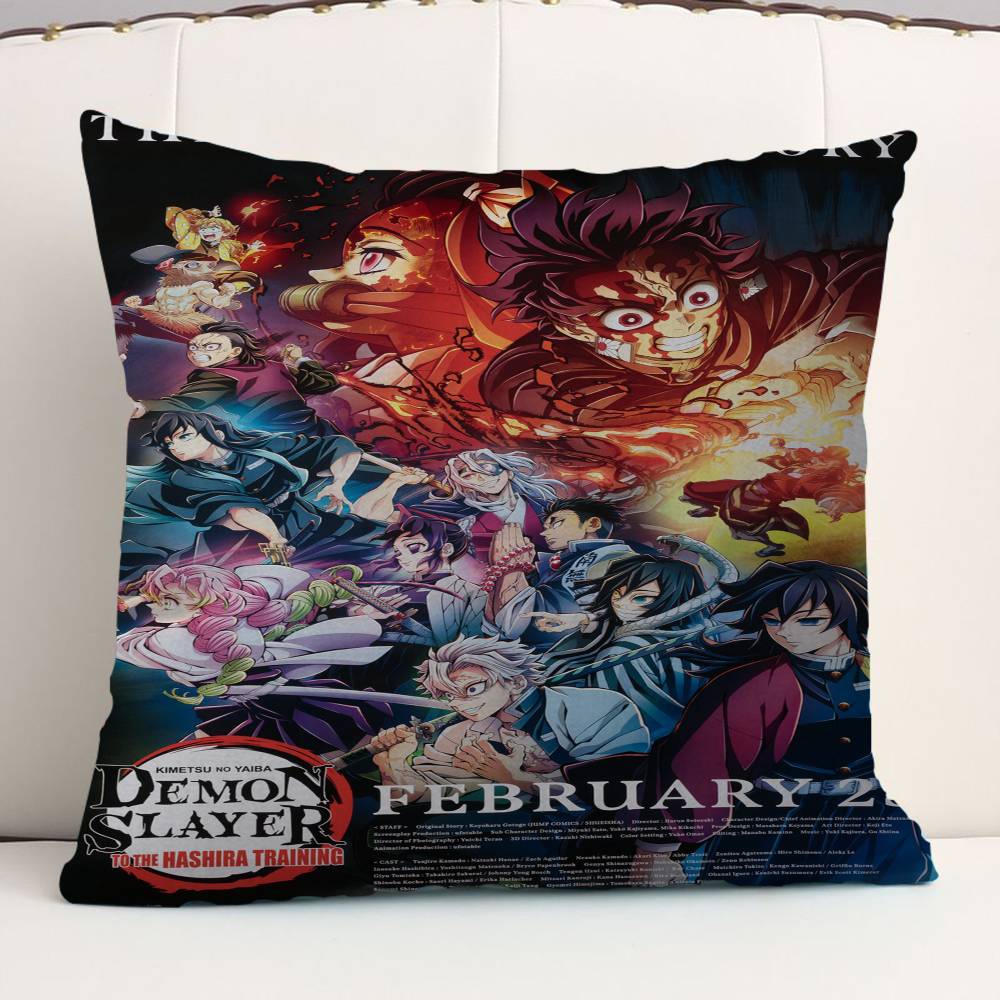 Demon Slayer Cushion Cover Inches Farmhouse Decor Home Throw Pillow Covers For Couch Decorations