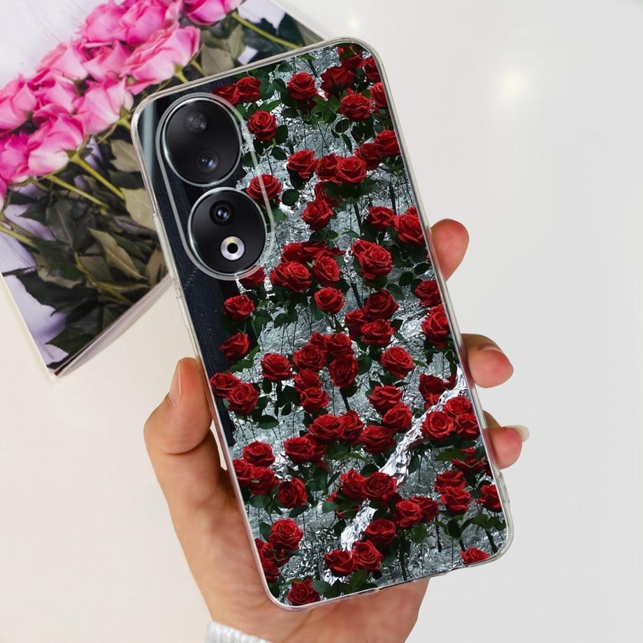 Para Honor 90 / Honor 90 Lite 90 Pro 90 Smart Case Funda de Silicona Suave Elegante de Lujo Hermosa Flor de Cerezo Fundas Tapa Transparente
