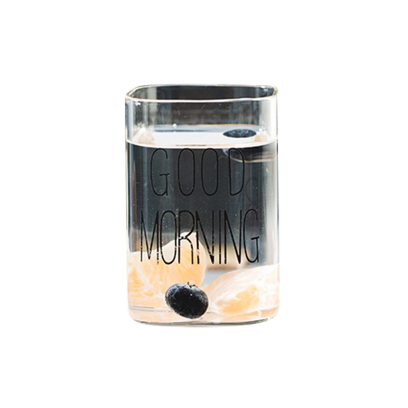 

Доброе утро Стеклянная чашка Кофейная чашка Креативная квадратная стеклянная Прозрачные стаканы для холодных напитков для сока Пива Вина 250 мл/370 мл 201-300ml