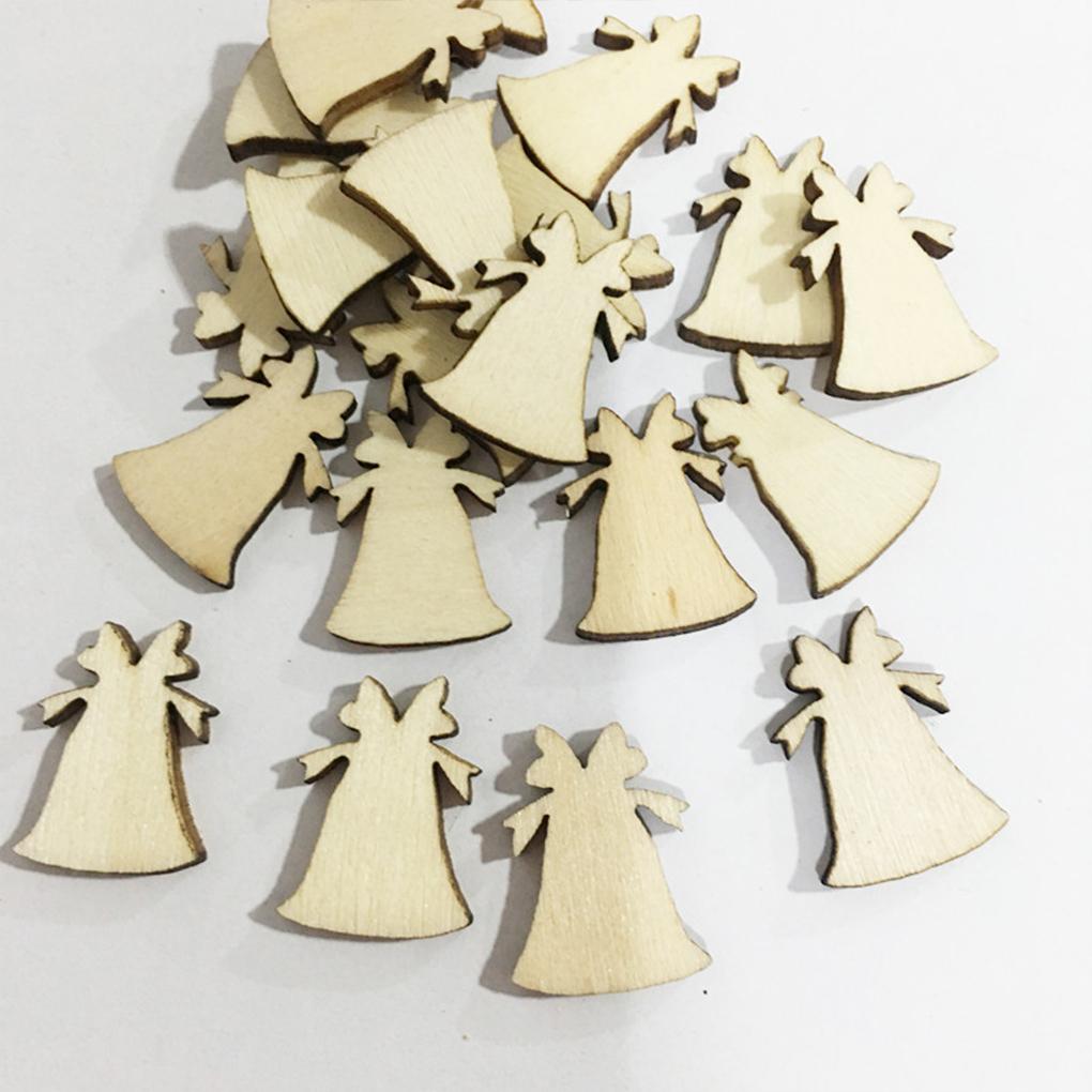 50x Christmas Tree Wooden Hanging Ornaments For Xmas Decoration Snowflake Xmas Tree Pendants Mini