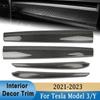 For Tesla Model 3 Model Y Dashboard Panel Stickers Center Console Decor Trim For Tesla Accessories ABS Decals Carbon Fiber Look