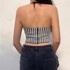 Women Summer Backless Halter Sleeveless Fashion Bare Midriff Vest Crop Top