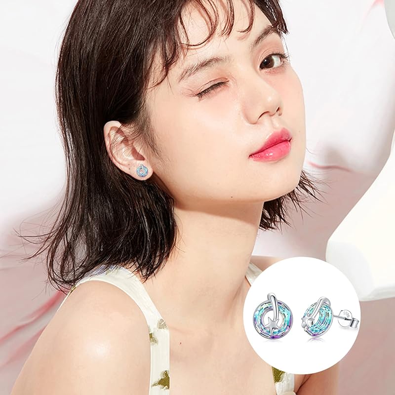 StoryMidir star earrings crystal stud earrings silver 925 Compatible with metal allergies ladies earrings Popularity "Star Edge" star highest grade