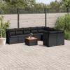 VidaXL Garden Lounge Set 10 Pcs with Cushions Black Wicker 3223815
