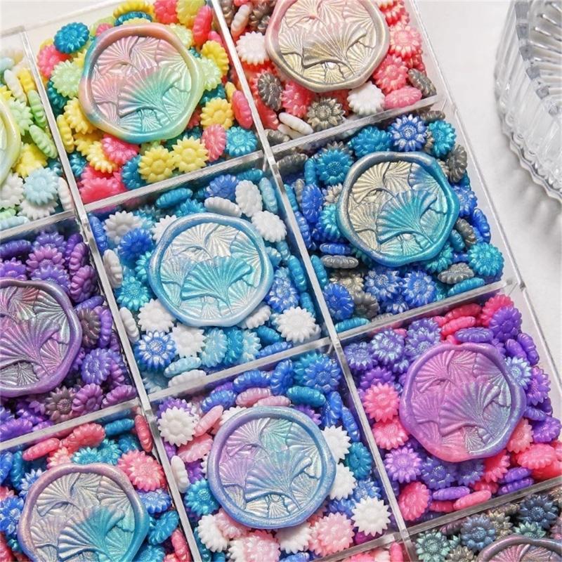 100Pcs Gilter Sealing Wax Beads for Wax Seal Stamp, Flower Wax Seal Beads for Gift Wrapping, Invitation Envelope Decor