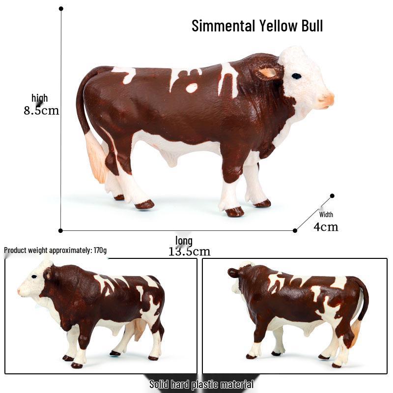 Children's Cognitive Animal Model Toy: Yellow Cow, Buffalo, Rhinoceros, Zebu, Bison, Bull Figurine.
