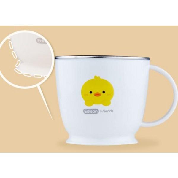 Edison Children's Friends Non-slip Stainless Steel One-Hand Cup 2-piece Set, Mint (dinosaur), White (duck), 1 Set