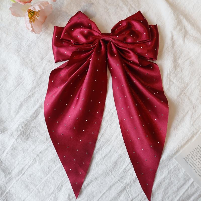 Woman Girls New Bowknot Streamer Hairpin Chiffon Ribbon Barrette Bow Back Head Spring Clip Headwear Fashion Hair Accessories