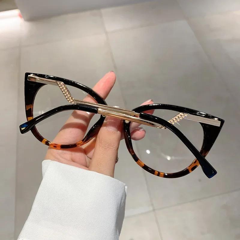 New Vintage Cat Eye Glasses Frame New Stylish Semi Metal Rim Women Eyewear Trendy Brand Design Non-prescription Eyeglasses