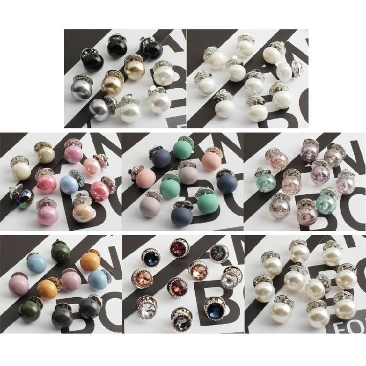 10pcs/set Shirt Brooch Button-free Button Pins Women Fashionable Imitation Pearls Blouses Buckle Clothing Accessories