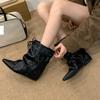Fashion Autumn Retro Brown Faux Suede Boots Women Fashion Pointed Toe Lace-Up Ankle Boots Comfort Non-slip Flat Boots Botines De Mujer