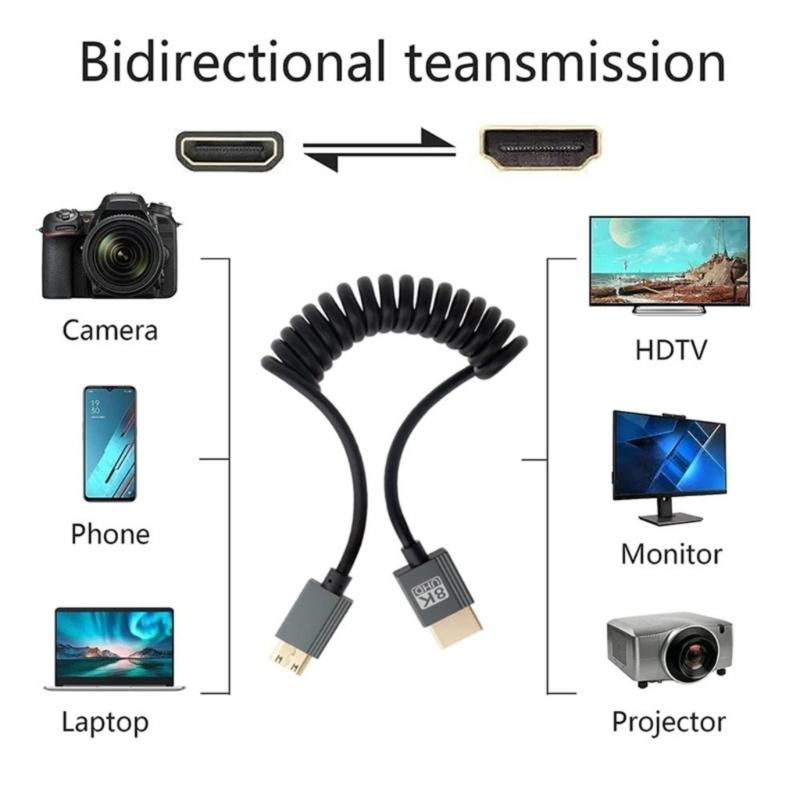 Quality 8K HDMIsto Mini HDMIs Cord with Ergonomic Design for Easy Plugging&Unplugging Ensures Stable Signal Transmission