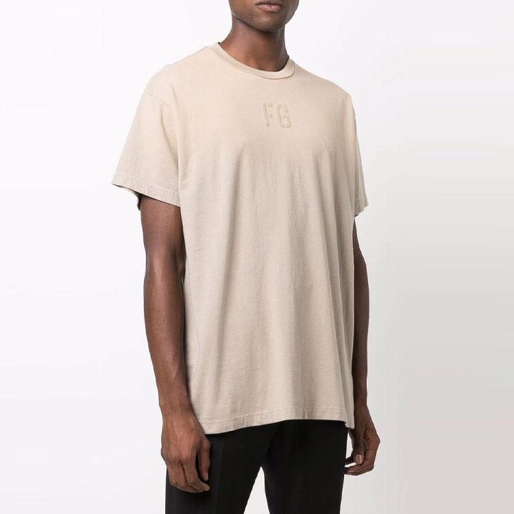 Fear of God Casual Logo Print Short Sleeve T-Shirt Men Tops Oatmeal FG50025CTJC-041