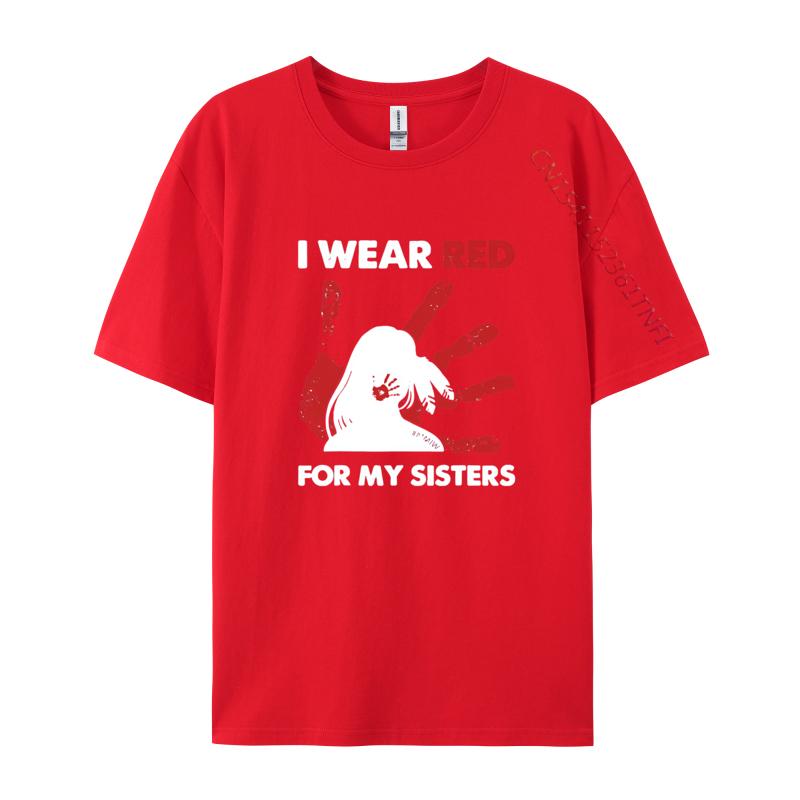 Native America Indigenous I Wear Red Tshirts Funny Gift TShirt Tops T Shirt Slim Fit Cool Cotton Mens Tshirts